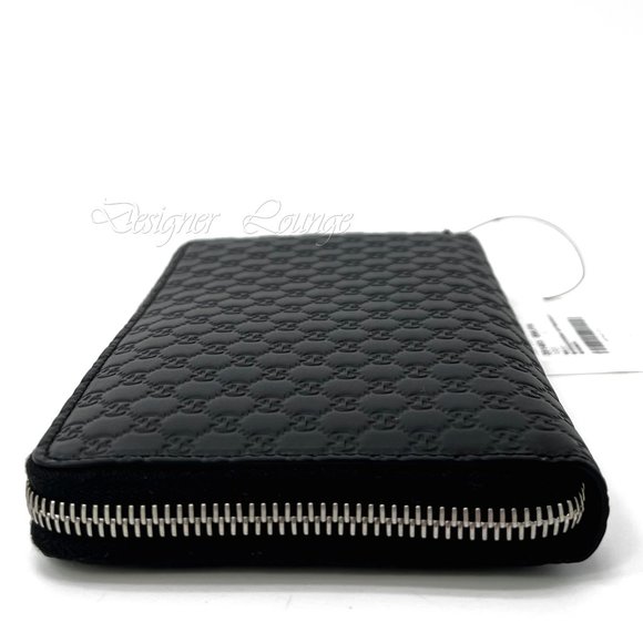 ⚡️SOLD! NEW GUCCI Black Leather Micro GG Guccissima Zip Around Large Wallet - Picture 4 of 13